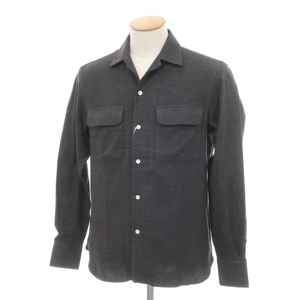 【新品】マリアサンタンジェロ Maria Santangelo ASPEN 両面起毛ツイルコットン オープンカラー シャツ ダークグレー【サイズXS】【 状態ランクN 】【 メンズ 】