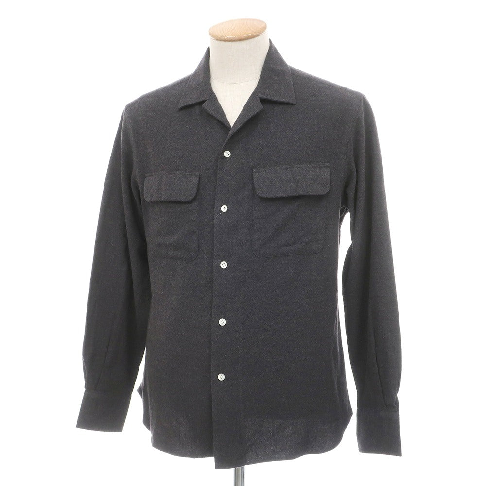 【新品】マリアサンタンジェロ Maria Santangelo ASPEN 両面起毛ツイルコットン オープンカラー シャツ ダークグレー【サイズS】【 状態ランクN 】【 メンズ 】