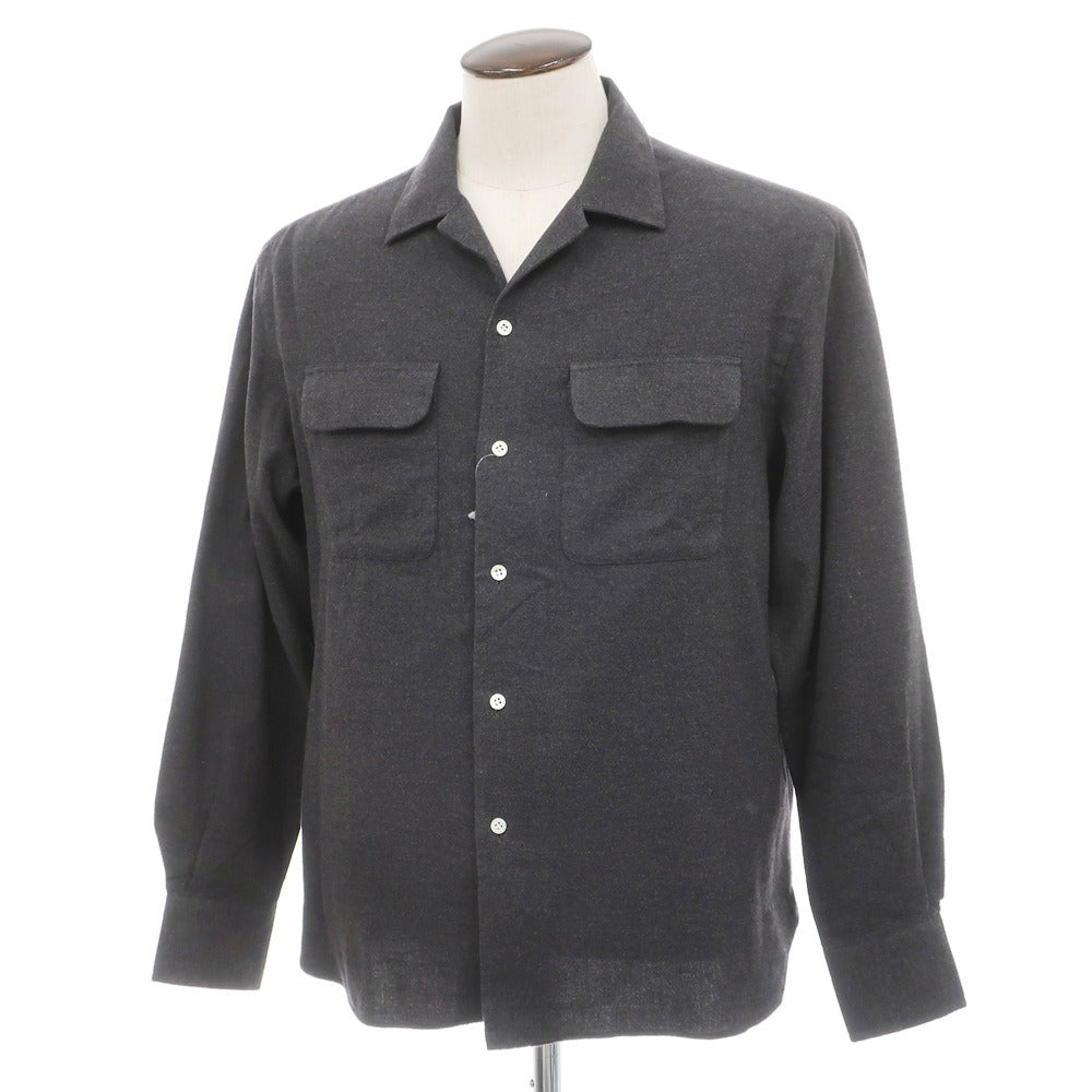 【新品】マリアサンタンジェロ Maria Santangelo ASPEN 両面起毛ツイルコットン オープンカラー シャツ ダークグレー【サイズL】【 状態ランクN 】【 メンズ 】