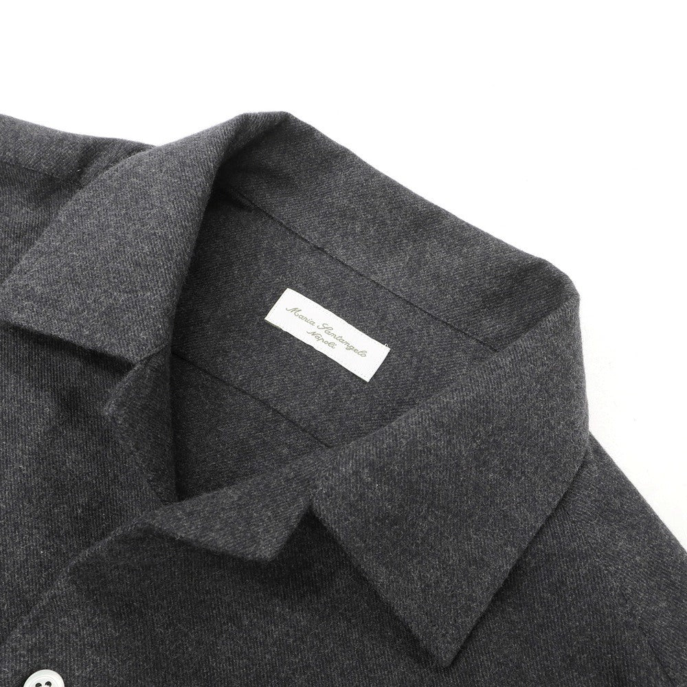 【新品】マリアサンタンジェロ Maria Santangelo ASPEN 両面起毛ツイルコットン オープンカラー シャツ ダークグレー【サイズL】【 状態ランクN 】【 メンズ 】