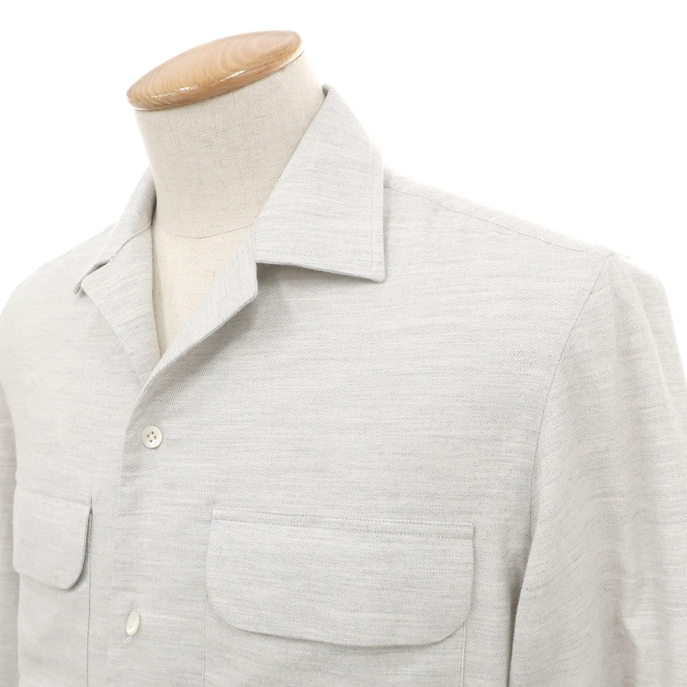 【新品】マリアサンタンジェロ Maria Santangelo ASPEN 両面起毛ツイルコットン オープンカラー カジュアルシャツ ライトグレー【サイズS】【 状態ランクN 】【 メンズ 】