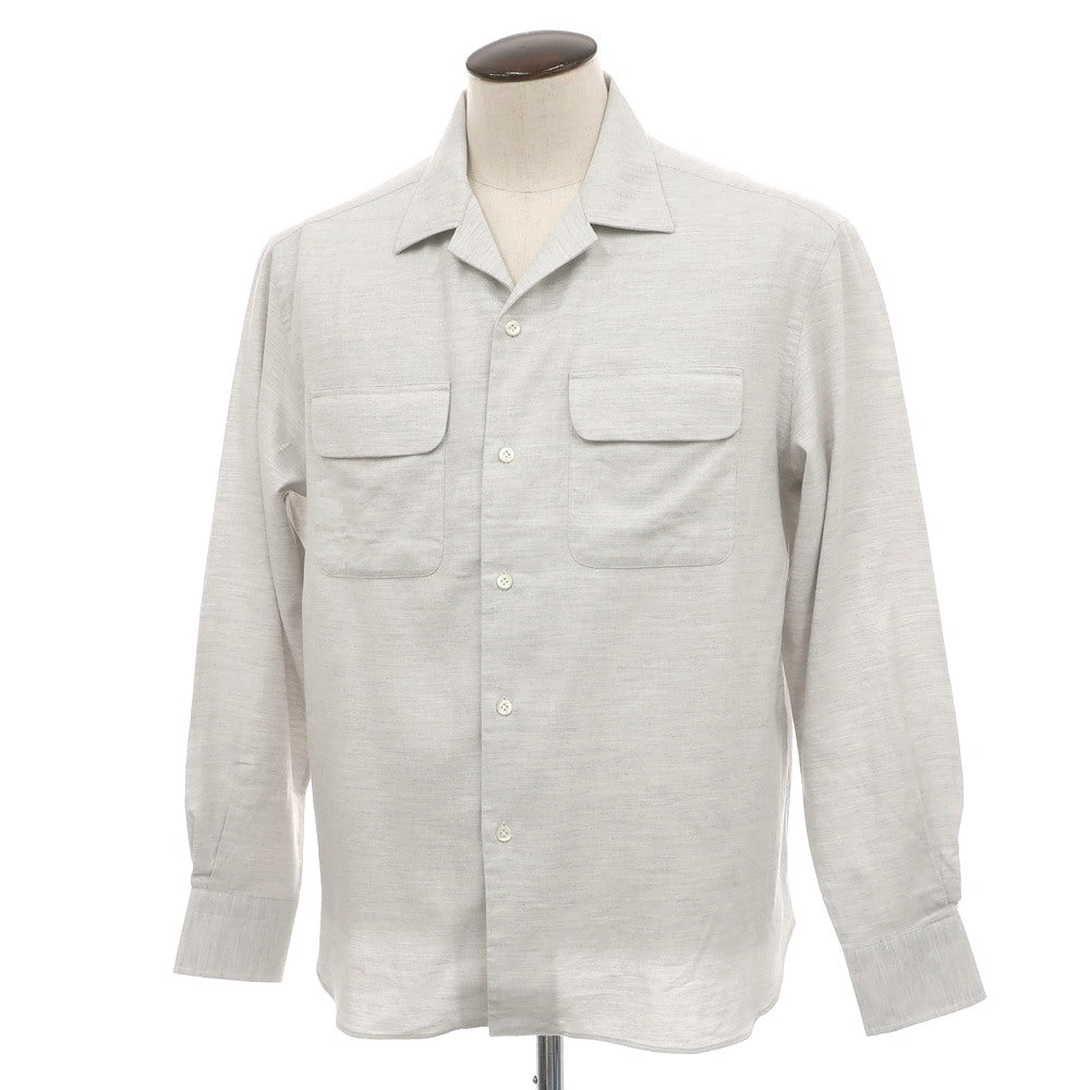 【新品】マリアサンタンジェロ Maria Santangelo ASPEN 両面起毛ツイルコットン オープンカラー カジュアルシャツ ライトグレー【サイズL】【 状態ランクN 】【 メンズ 】