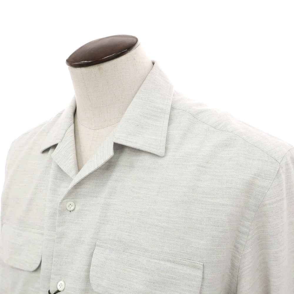【新品】マリアサンタンジェロ Maria Santangelo ASPEN 両面起毛ツイルコットン オープンカラー カジュアルシャツ ライトグレー【サイズL】【 状態ランクN 】【 メンズ 】