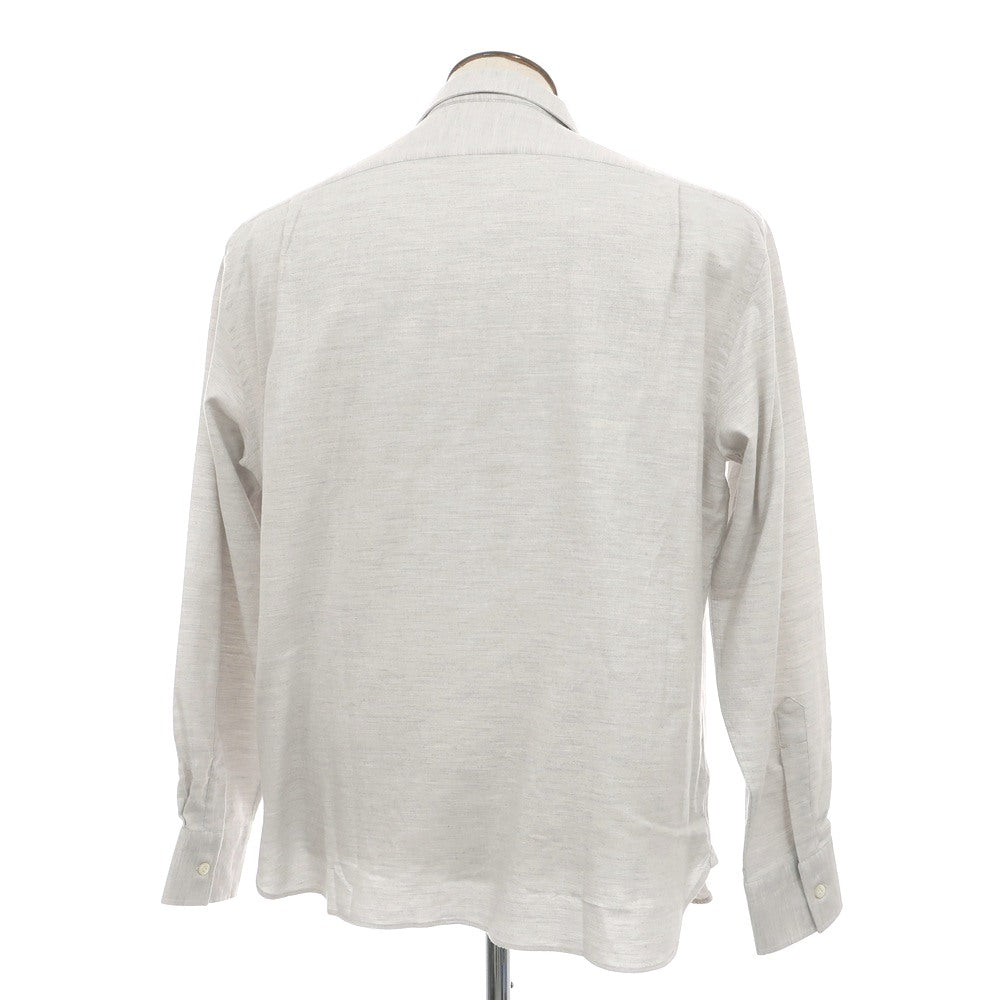 【新品】マリアサンタンジェロ Maria Santangelo ASPEN 両面起毛ツイルコットン オープンカラー カジュアルシャツ ライトグレー【サイズL】【 状態ランクN 】【 メンズ 】