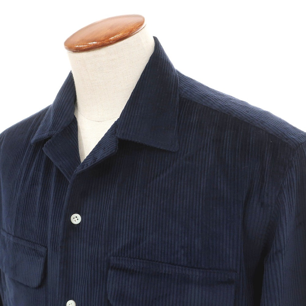 【新品】マリアサンタンジェロ Maria Santangelo ASPEN コットン コーデュロイ オープンカラー カジュアルシャツ ネイビー【サイズM】【 状態ランクN 】【 メンズ 】