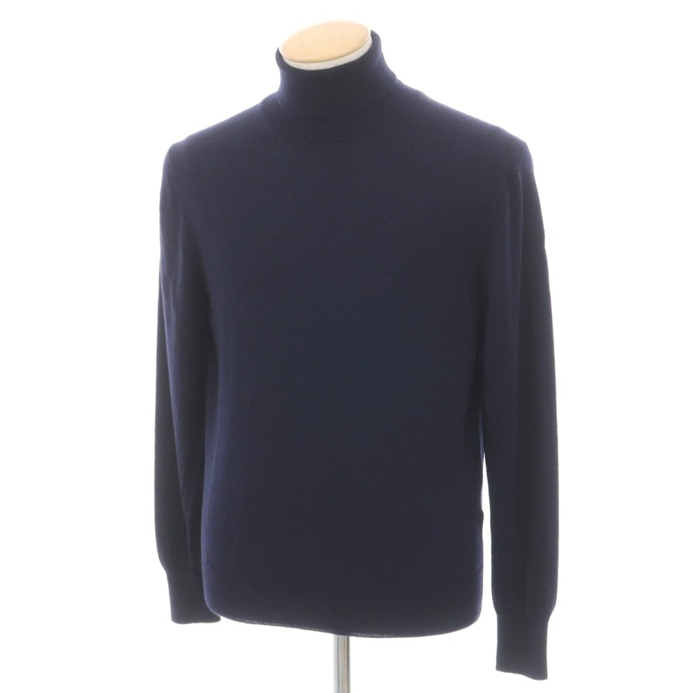 【中古】グランサッソ GRAN SASSO ウール タートルネック プルオーバーニット ダークネイビー【サイズ44】【 状態ランクB 】【 メンズ 】