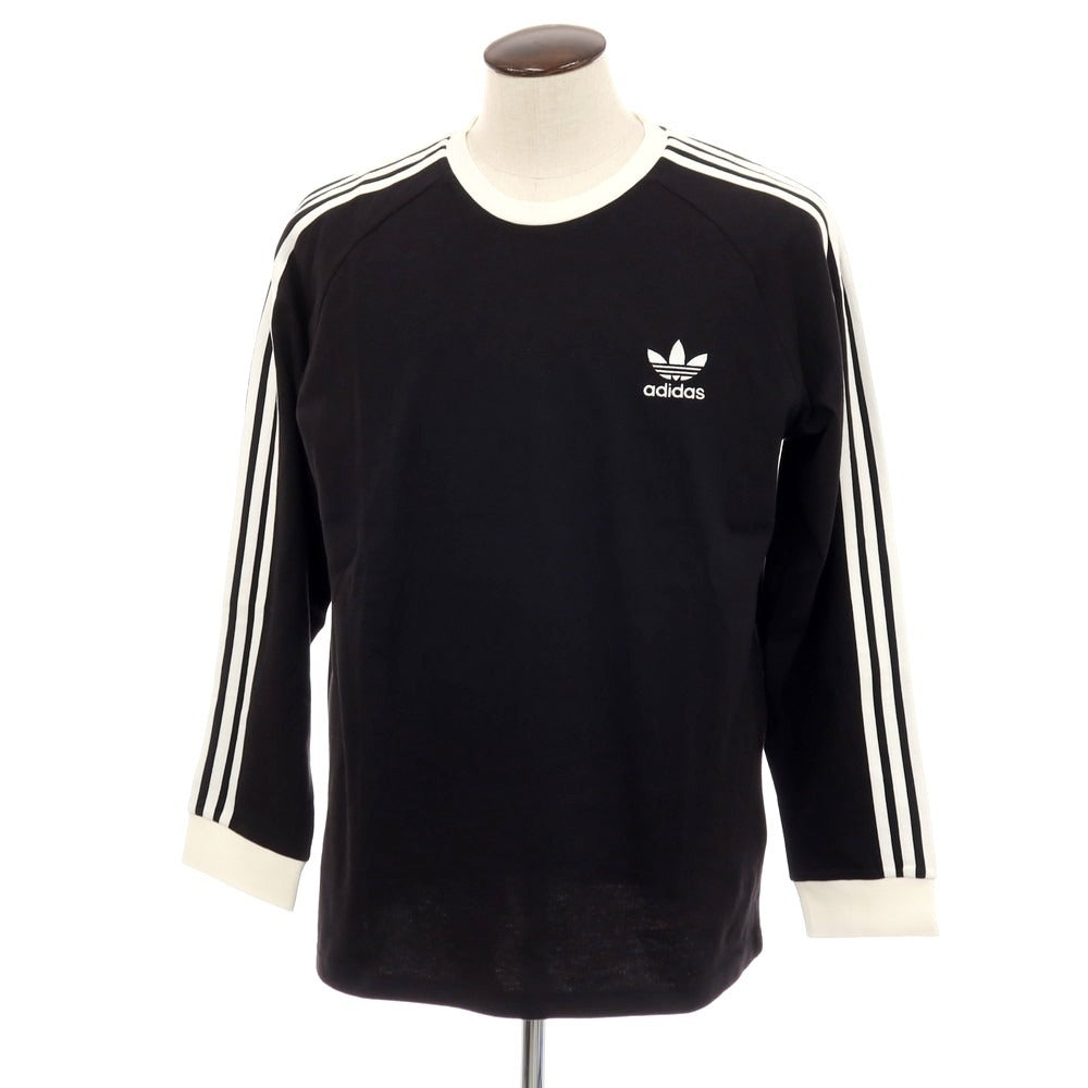 【中古】アディダス adidas コットン スリーストライプス クルーネック 長袖Tシャツ ブラック【サイズ2XL】【 状態ランクA 】【 メンズ 】