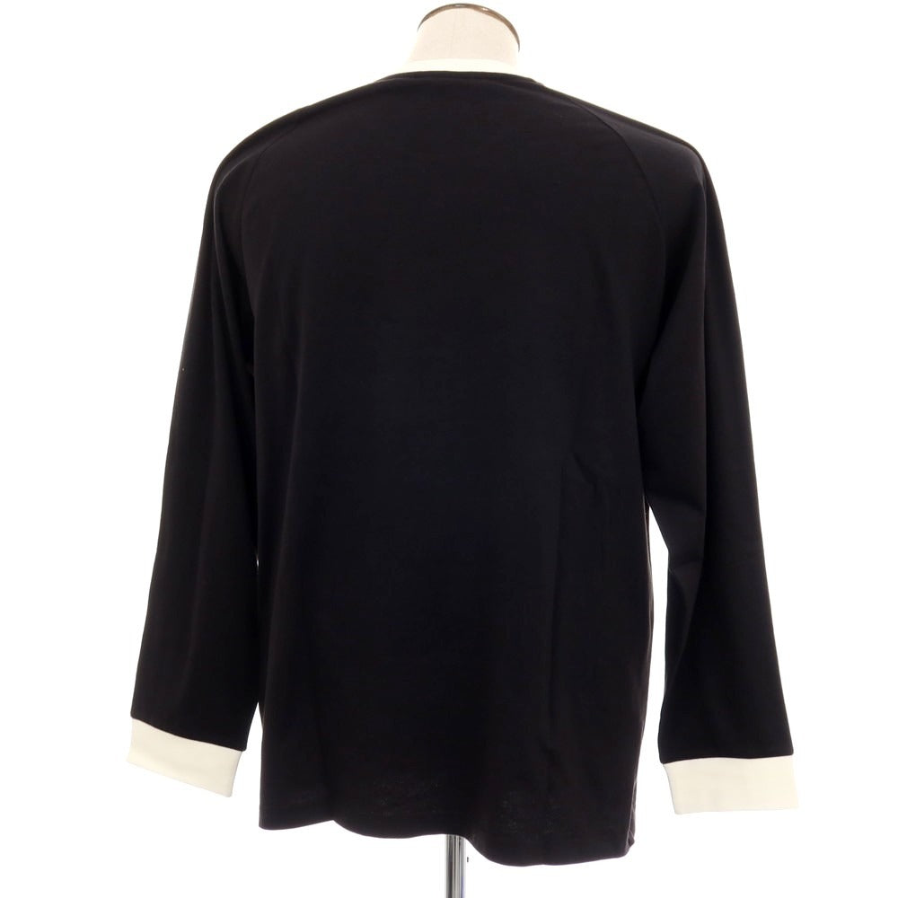 【中古】アディダス adidas コットン スリーストライプス クルーネック 長袖Tシャツ ブラック【サイズ2XL】【 状態ランクA 】【 メンズ 】