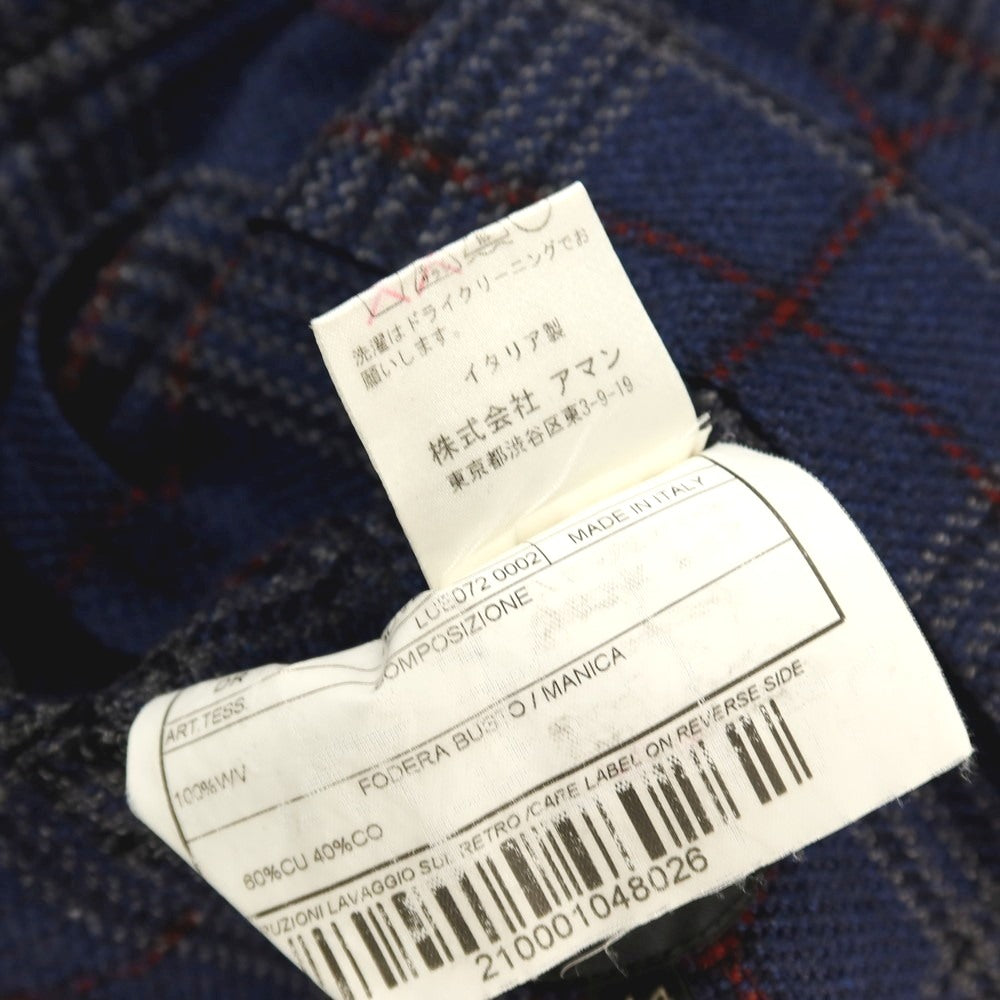 【中古】ボリオリ BOGLIOLI DOVER ウール チェック 3B テーラードジャケット ネイビーxグレー【サイズ44】【 状態ランクC 】【 メンズ 】