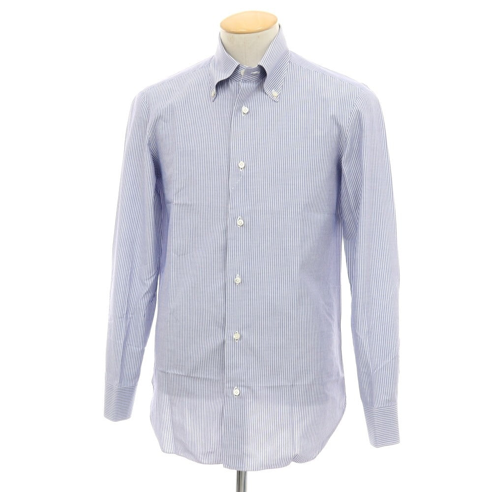 【SALE30%OFF/返品不可】【中古】ルイジ ボレッリ Luigi Borrelli コットン ストライプ ボタンダウン ドレスシャツ ネイビーxホワイト【 サイズ38 】【 状態ランクB 】【 メンズ 】
