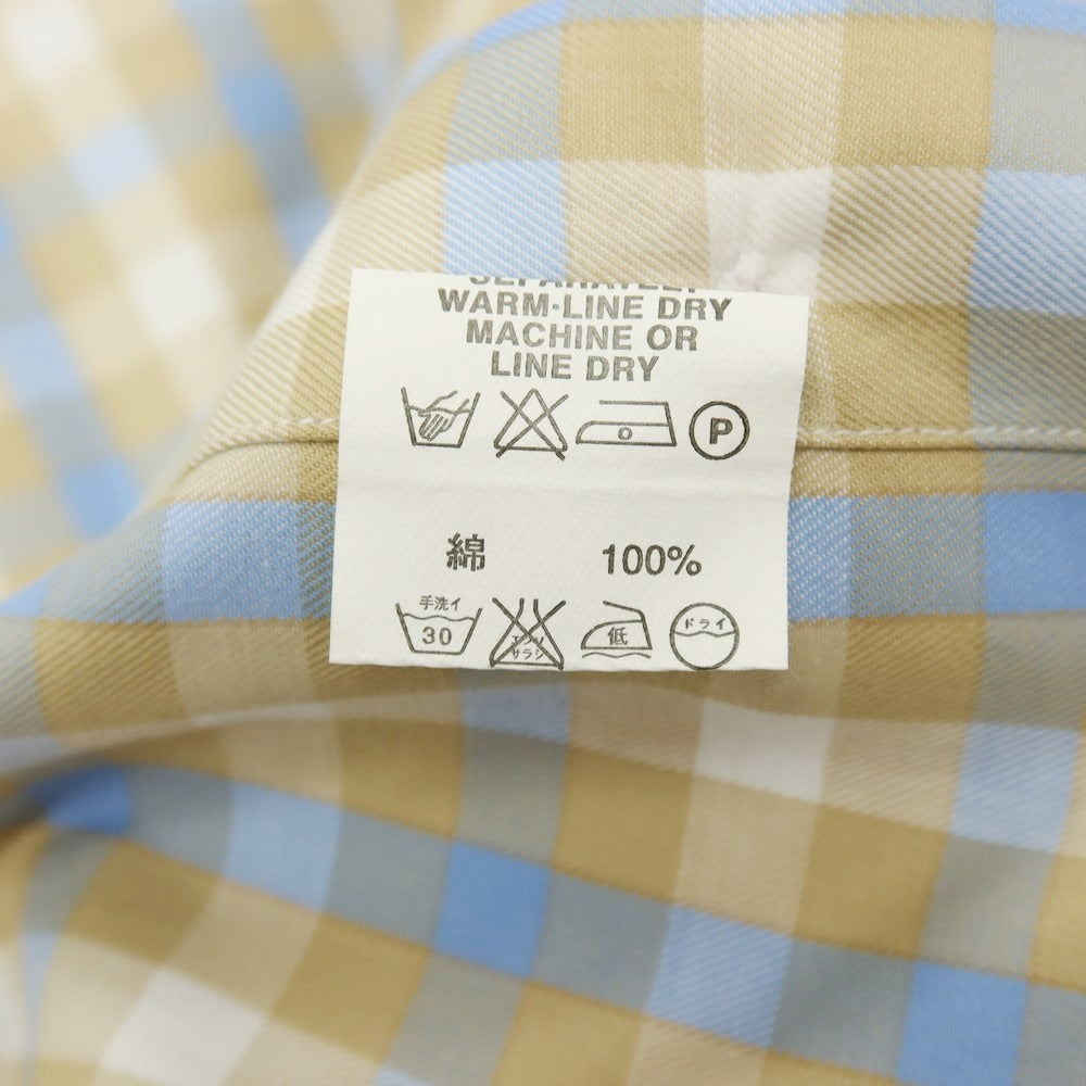 【中古】フォギーアンドサニー FOGGY&SUNNY コットン チェック セミワイドカラー カジュアルシャツ ベージュxブルー【サイズ38】【 状態ランクA 】【 メンズ 】
