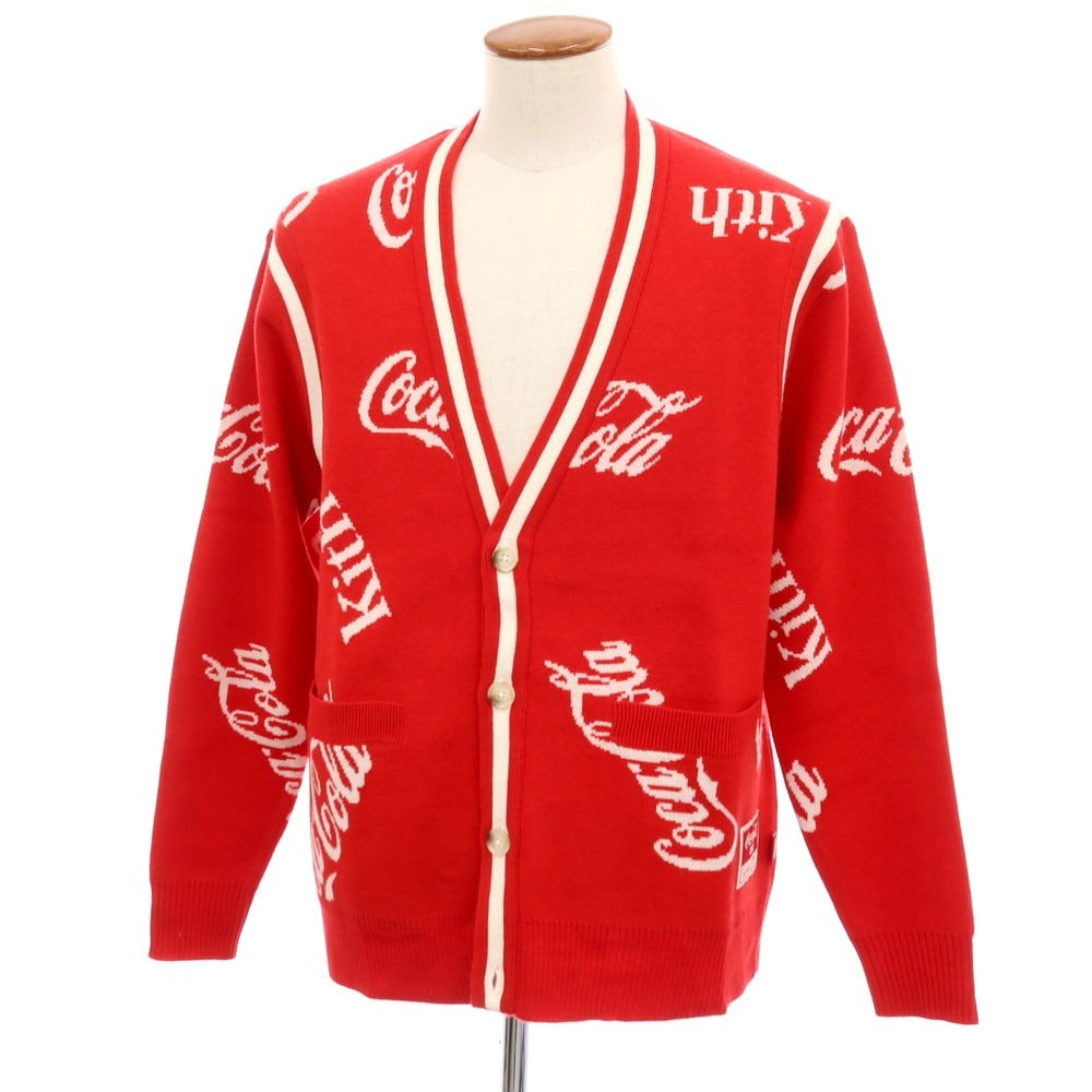 【中古】キス KITH × COCA COLA アクリルウール ジャカード カーディガン レッド【サイズM】【 状態ランクB 】【 メンズ 】