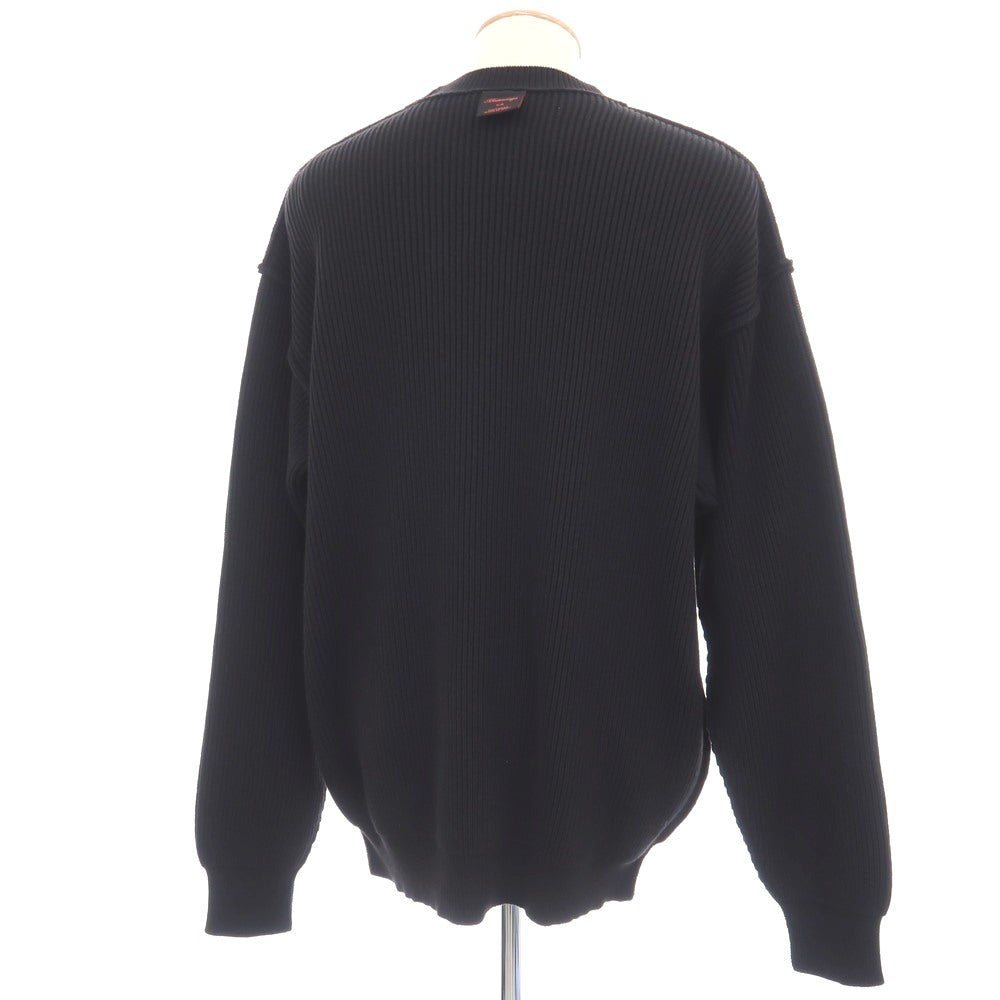 【中古】【未使用】バレンシアガ BALENCIAGA GARDROBE ミドルゲージ リブ編み コットンウール クルーネックニット ブラック【サイズXS】【 状態ランクS 】【 メンズ 】