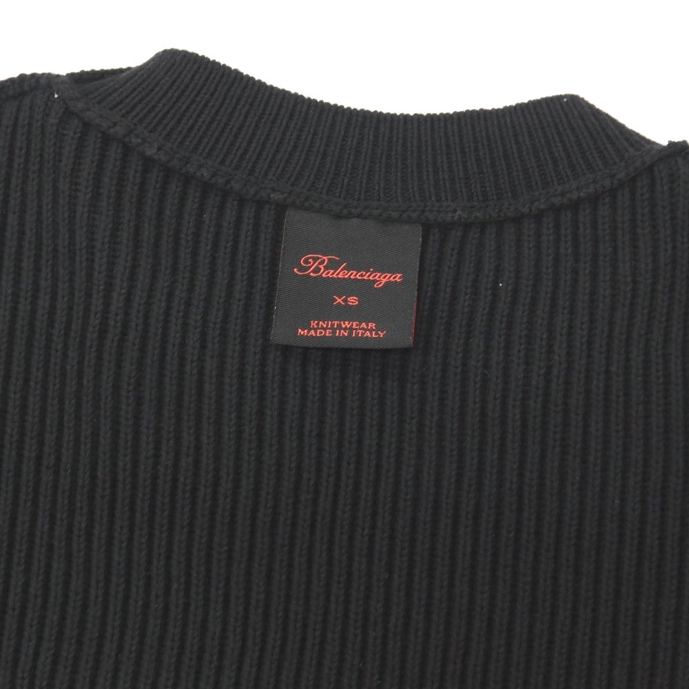 【中古】【未使用】バレンシアガ BALENCIAGA GARDROBE ミドルゲージ リブ編み コットンウール クルーネックニット ブラック【サイズXS】【 状態ランクS 】【 メンズ 】