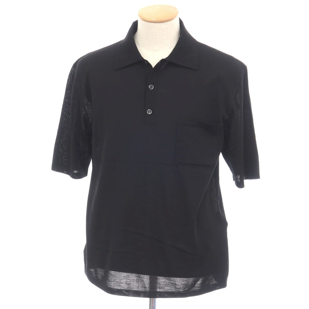 【中古】【未使用】サンローラン SAINT LAURENT ウール 半袖 ポロニット ブラック【サイズS】【 状態ランクS 】【 メンズ 】