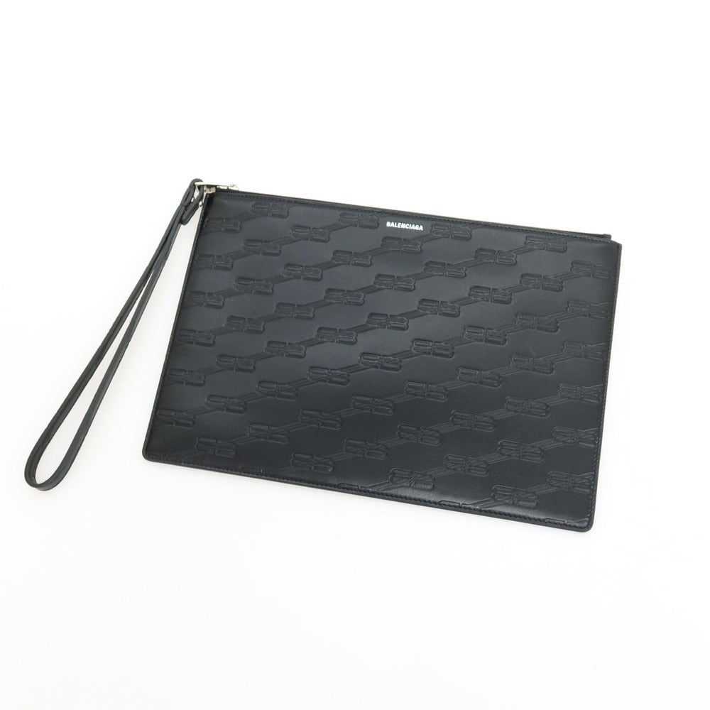 【中古】【未使用】バレンシアガ BALENCIAGA レザー クラッチバッグ ブラック【 状態ランクS 】【 メンズ 】