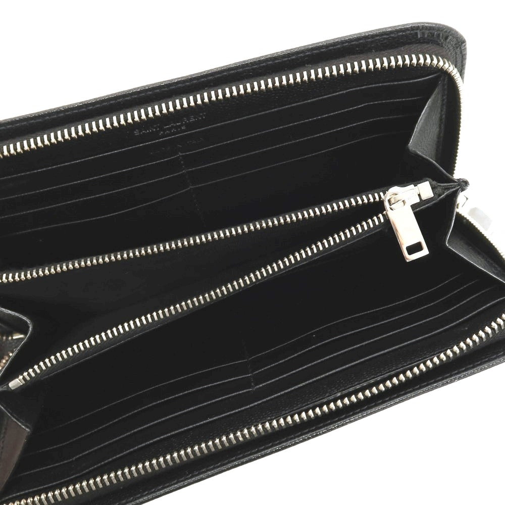 【SALE10%OFF/返品不可】【中古】サンローランパリ SAINT LAURENT PARIS レザー ラウンドジップ 長財布 ブラック【 状態ランクA 】【 メンズ 】