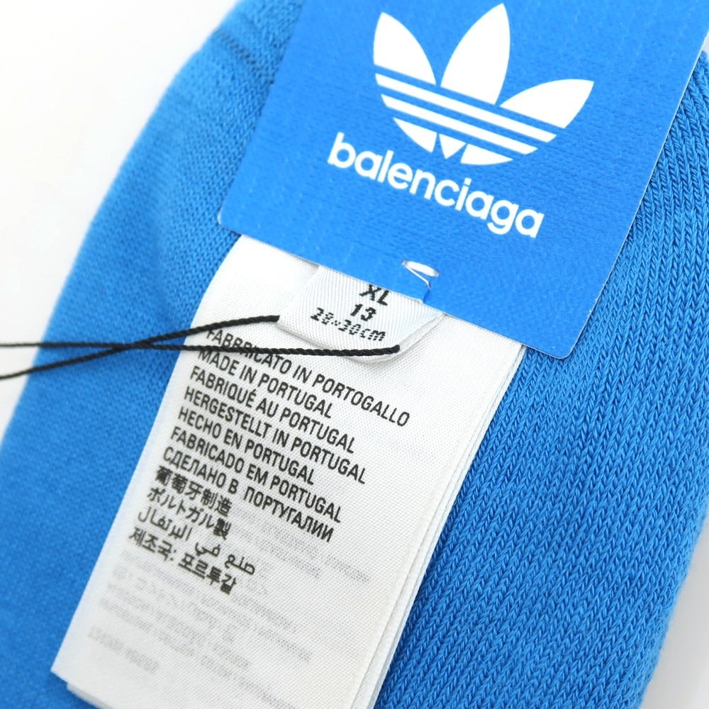 【中古】【未使用】バレンシアガ BALENCIAGA × adidas コットンナイロンポリウレタン サッカーソックス 靴下 ブルー【サイズXL(28~30cm)】【 状態ランクS 】【 メンズ 】