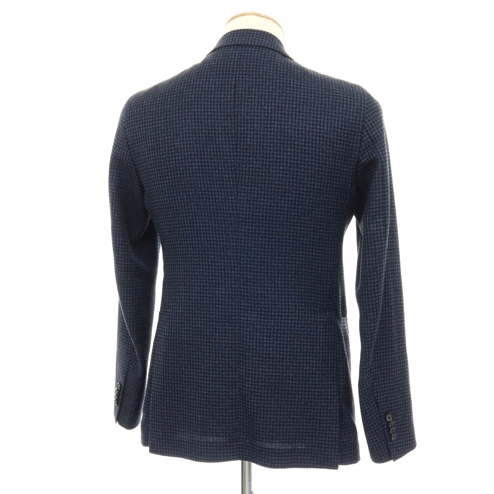 【中古】タリアトーレ TAGLIATORE ウールコットン ハウンドトゥース 2B テーラードジャケット ネイビーxブラック【サイズ44】【 状態ランクC 】【 メンズ 】