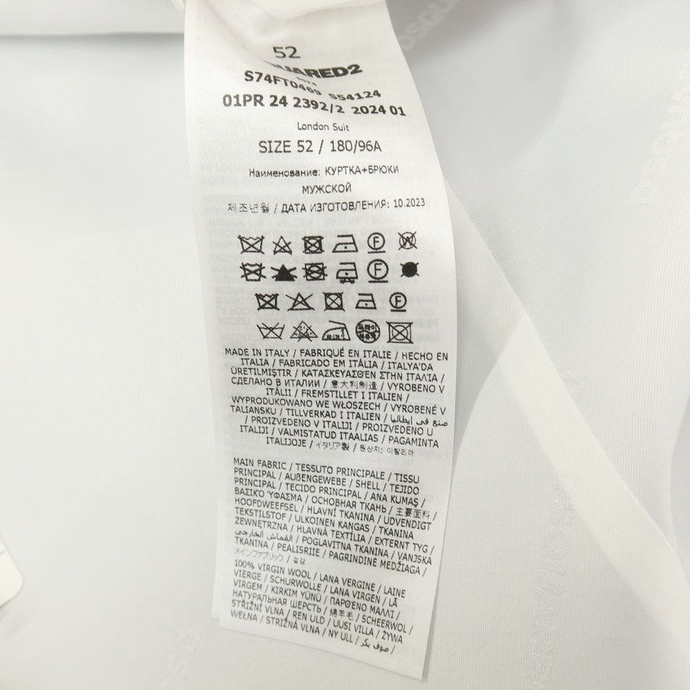 【新品アウトレット】ディースクエアード DSQUARED2 LONDON ウール ハウンドトゥース 2つボタンスーツ セットアップ グレー【サイズ52】【 状態ランクN- 】【 メンズ 】