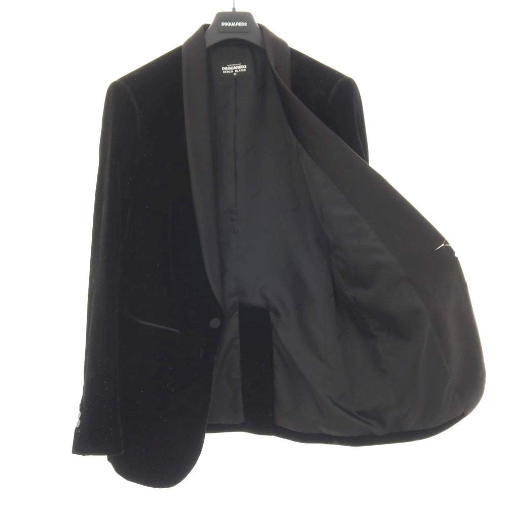【新品】ディースクエアード DSQUARED2 BERLIN BLAZER ベルベット ラメ ショールカラー 1B タキシードジャケット ブラック【サイズ52】【 状態ランクN 】【 メンズ 】