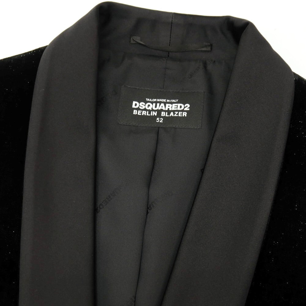【新品】ディースクエアード DSQUARED2 BERLIN BLAZER ベルベット ラメ ショールカラー 1B タキシードジャケット ブラック【サイズ52】【 状態ランクN 】【 メンズ 】