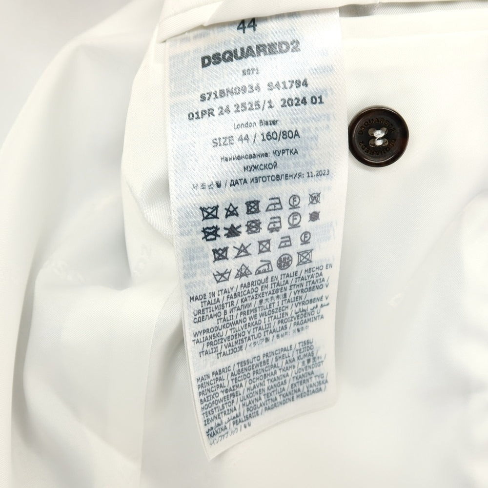 【新品】ディースクエアード DSQUARED2 Fruit Embroidery London コットン パイナップル 2B カジュアルジャケット ネイビーxイエロー【サイズ44】【 状態ランクN 】【 メンズ 】