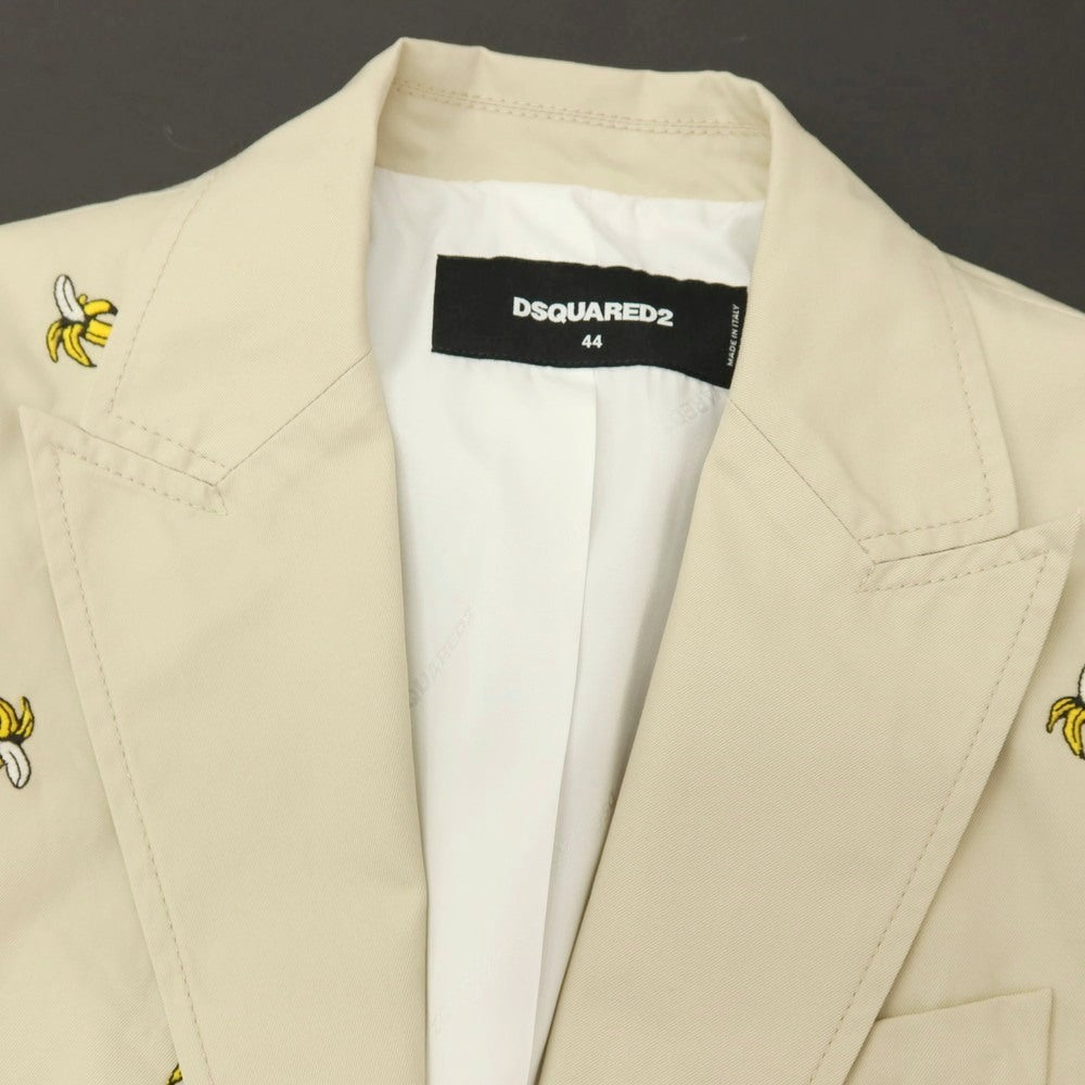 【新品】ディースクエアード DSQUARED2 Fruit Embroidery London コットン バナナ 2B カジュアルジャケット ベージュxイエロー【サイズ44】【 状態ランクN 】【 メンズ 】