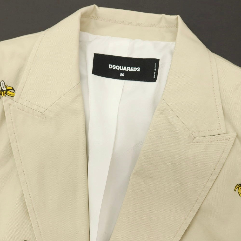【新品】ディースクエアード DSQUARED2 Fruit Embroidery London コットン バナナ 2B カジュアルジャケット ベージュxイエロー【サイズ56】【 状態ランクN 】【 メンズ 】