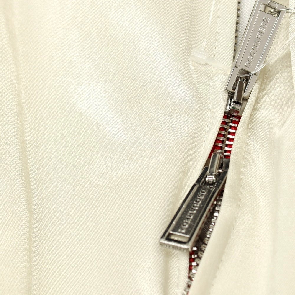 【新品】ディースクエアード DSQUARED2 コットンレーヨンポリウレタン ボウリング サテン ボンバージャケット ホワイト【サイズ44】【 状態ランクN 】【 メンズ 】