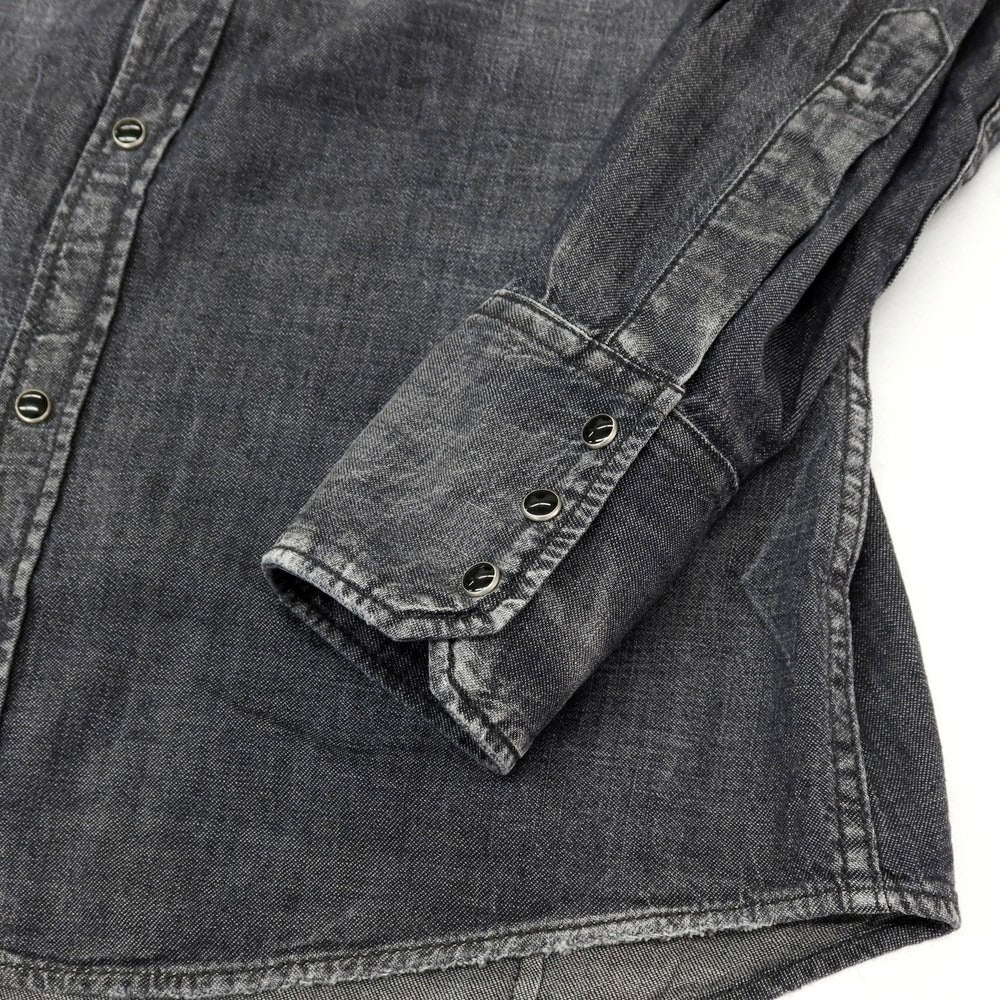 【新品】ディースクエアード DSQUARED2 Classic Westem Shirt ダメージ加工 コットン デニム ウエスタンシャツ ブラック【サイズ42】【 状態ランクN 】【 メンズ 】