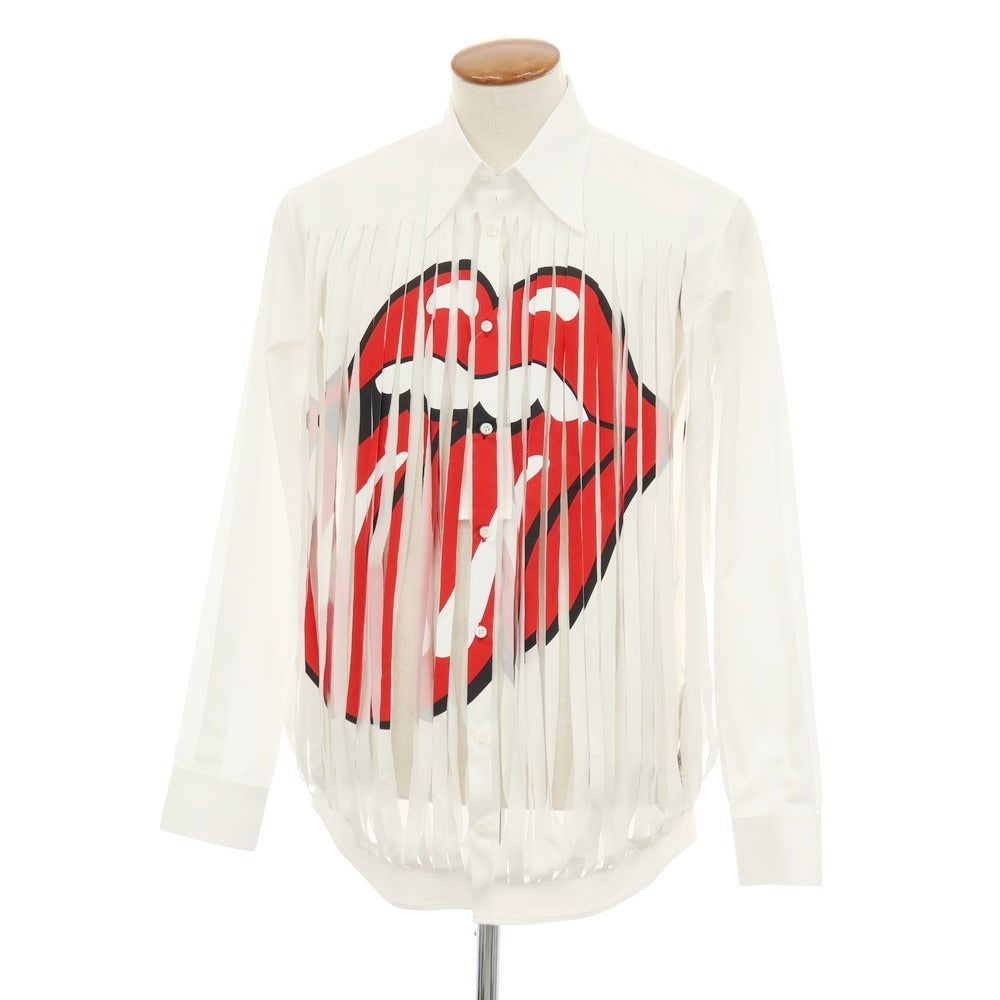 【新品】ディースクエアード DSQUARED2 × THE ROLLING STONES コットン ロングポイントカラー カジュアルシャツ ホワイト【サイズ46】【 状態ランクN 】【 メンズ 】