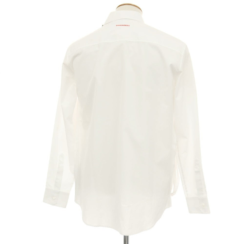 【新品】ディースクエアード DSQUARED2 × THE ROLLING STONES コットン ロングポイントカラー カジュアルシャツ ホワイト【サイズ46】【 状態ランクN 】【 メンズ 】