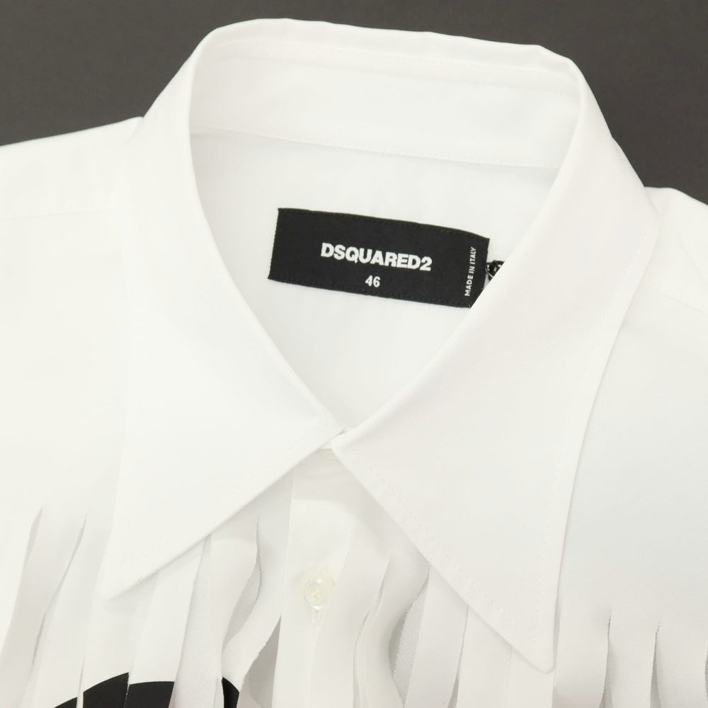 【新品】ディースクエアード DSQUARED2 × THE ROLLING STONES コットン ロングポイントカラー カジュアルシャツ ホワイト【サイズ46】【 状態ランクN 】【 メンズ 】