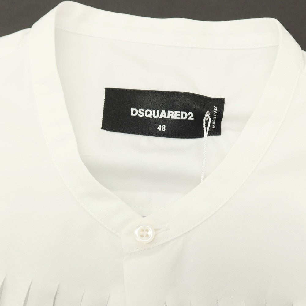 【新品】ディースクエアード DSQUARED2 × THE ROLLING STONES コットン バンドカラー ノースリーブシャツ ホワイト【サイズ48】【 状態ランクN 】【 メンズ 】