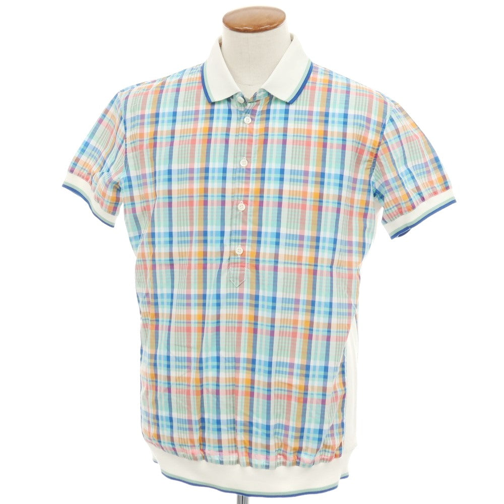 【新品アウトレット】ディースクエアード DSQUARED2 コットン チェック 切り替え 半袖ポロシャツ ライトブルーxマルチカラー【サイズ48】【 状態ランクN- 】【 メンズ 】