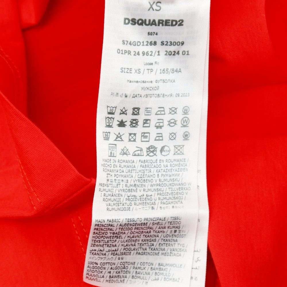 【新品】ディースクエアード DSQUARED2 コットン クルーネック 半袖Tシャツ レッド【サイズXS】【 状態ランクN 】【 メンズ 】