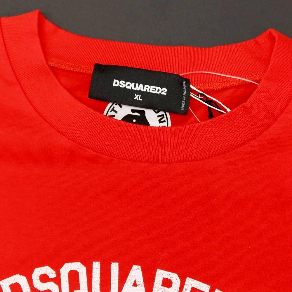【新品】ディースクエアード DSQUARED2 コットン クルーネック 半袖Tシャツ レッド【サイズXL】【 状態ランクN 】【 メンズ 】