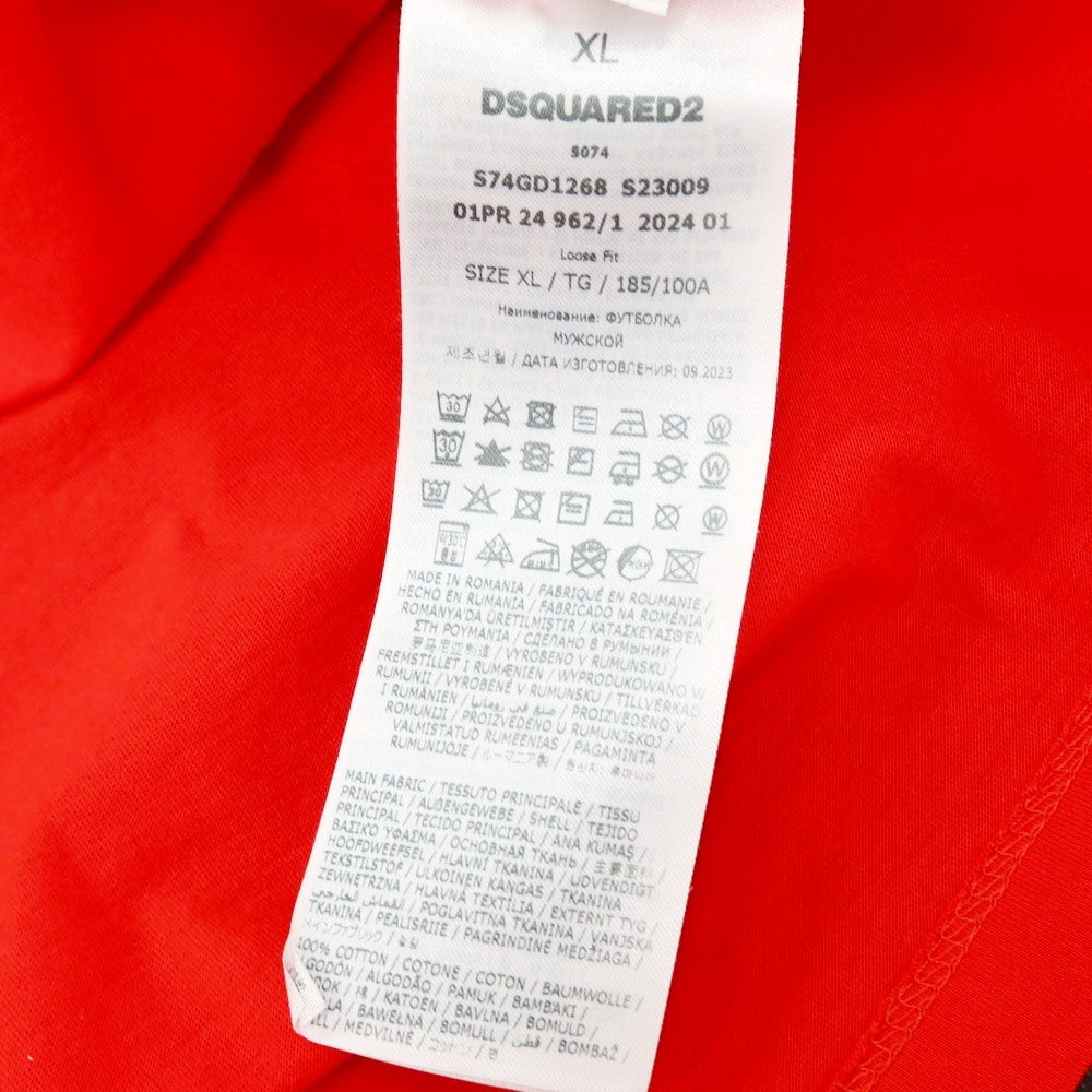 【新品】ディースクエアード DSQUARED2 コットン クルーネック 半袖Tシャツ レッド【サイズXL】【 状態ランクN 】【 メンズ 】