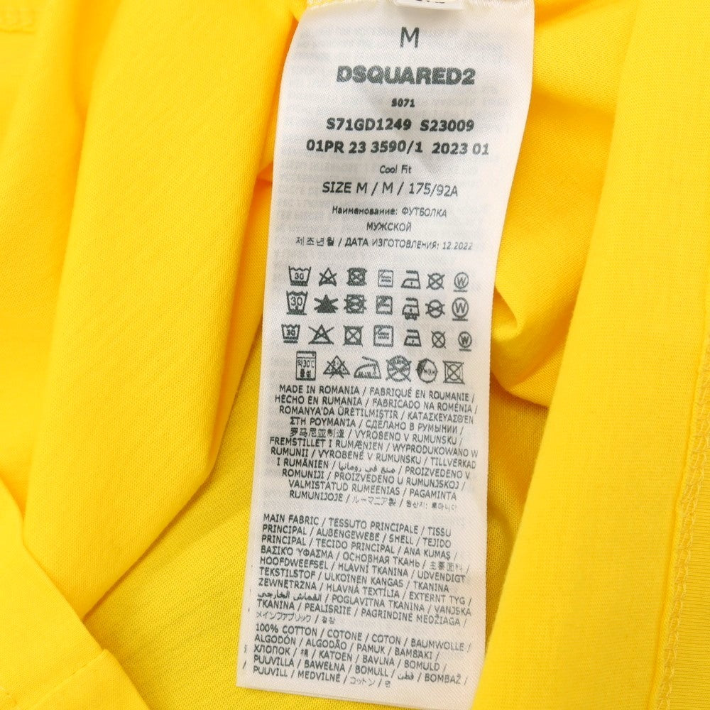 【新品】ディースクエアード DSQUARED2 コットン クルーネック 半袖Tシャツ イエロー【サイズM】【 状態ランクN 】【 メンズ 】