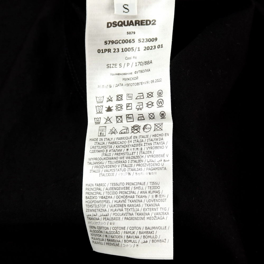 【新品】ディースクエアード DSQUARED2 コットン クルーネック 半袖Tシャツ ブラック【サイズS】【 状態ランクN 】【 メンズ 】