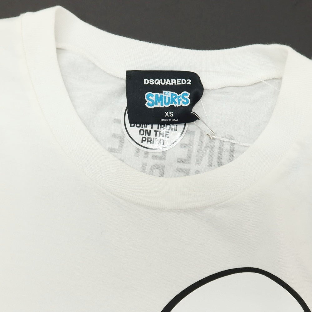 【新品】ディースクエアード DSQUARED2 × THE SMURFS コットン クルーネック 半袖Tシャツ ホワイト【サイズXS】【 状態ランクN 】【 メンズ 】