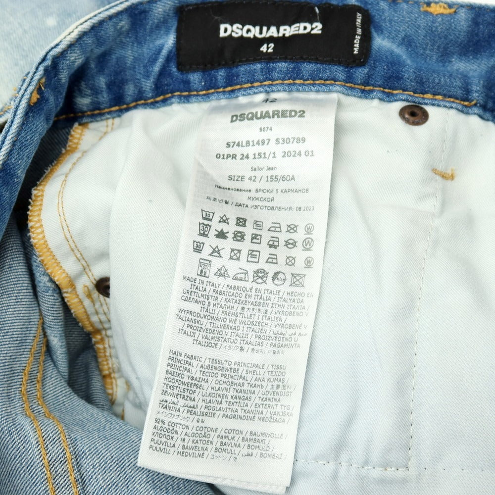 【新品】ディースクエアード DSQUARED2 SAILOR JEAN ストレッチ コットンポリエステル デニムパンツ ジーンズ ブルー【サイズ42】【 状態ランクN 】【 メンズ 】