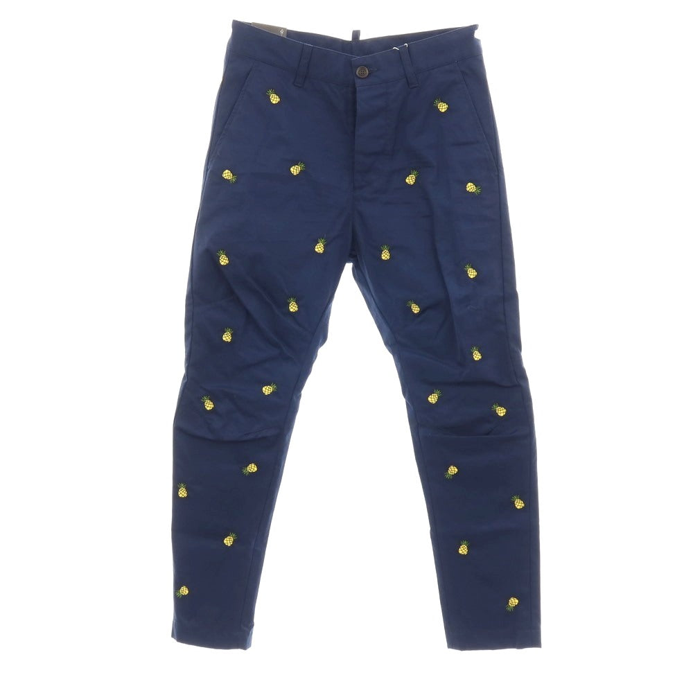 【新品】ディースクエアード DSQUARED2 Fruit Embroidery SEXY CHINO PANT コットン パイナップル チノパンツ ネイビー【サイズ42】【 状態ランクN 】【 メンズ 】