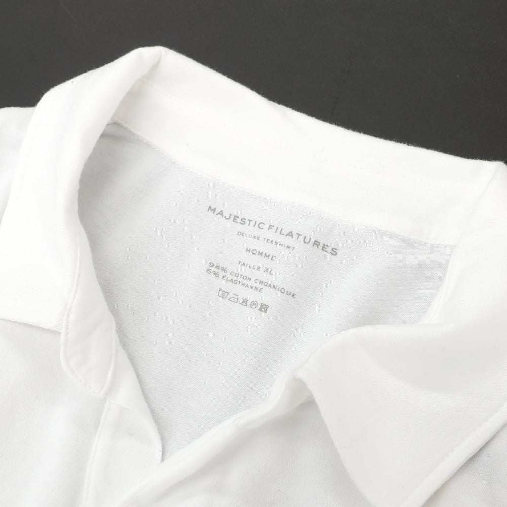【新品】マジェスティック フィラチュール オム MAJESTIC FILATURES HOMME オーガニックコットンポリウレタン スキッパー 半袖ポロシャツ ホワイト【サイズXL】【 状態ランクN 】【 メンズ 】