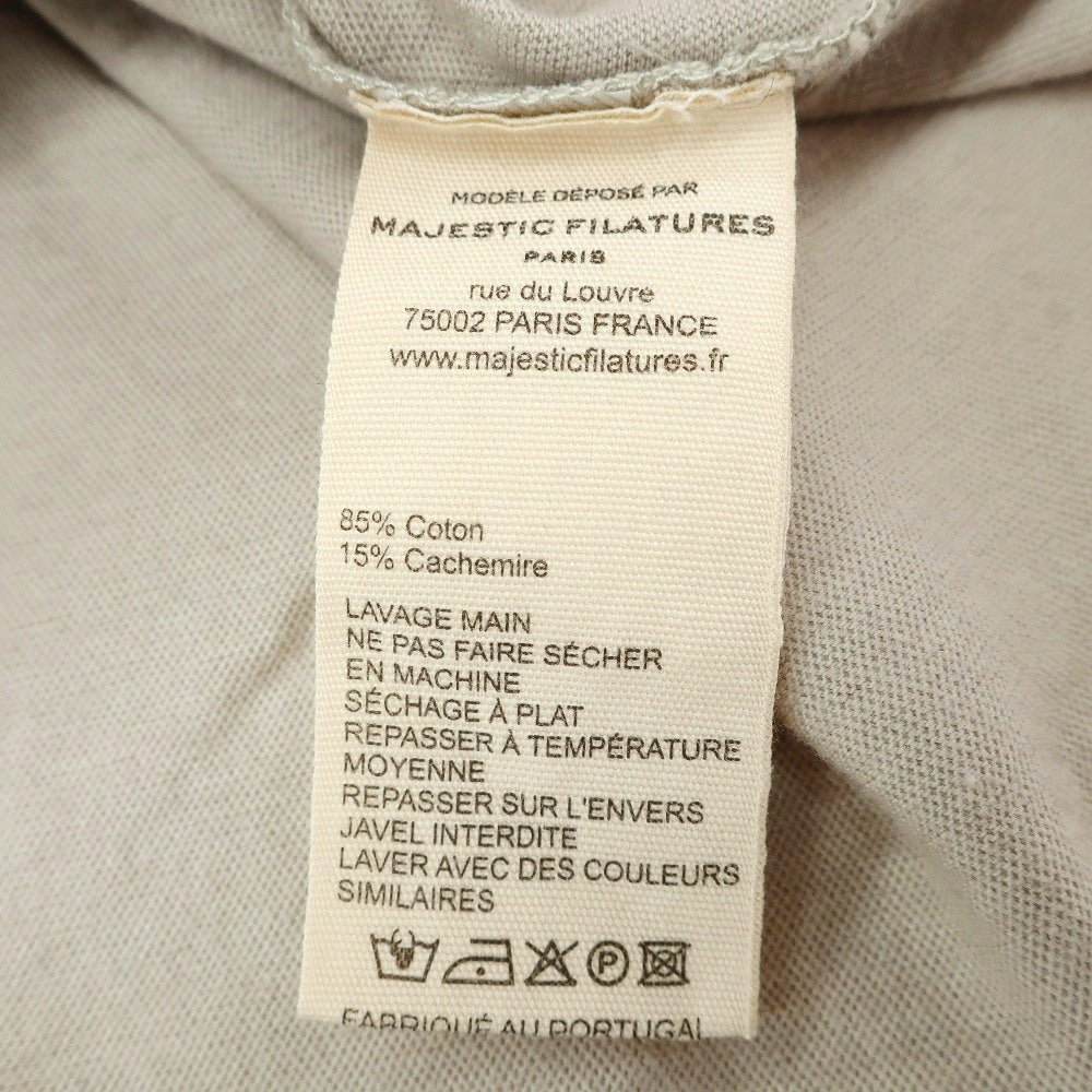 【新品】マジェスティック フィラチュール オム MAJESTIC FILATURES HOMME コットンカシミヤ Vネック 半袖Tシャツ サンドベージュ系【サイズM】【 状態ランクN 】【 メンズ 】