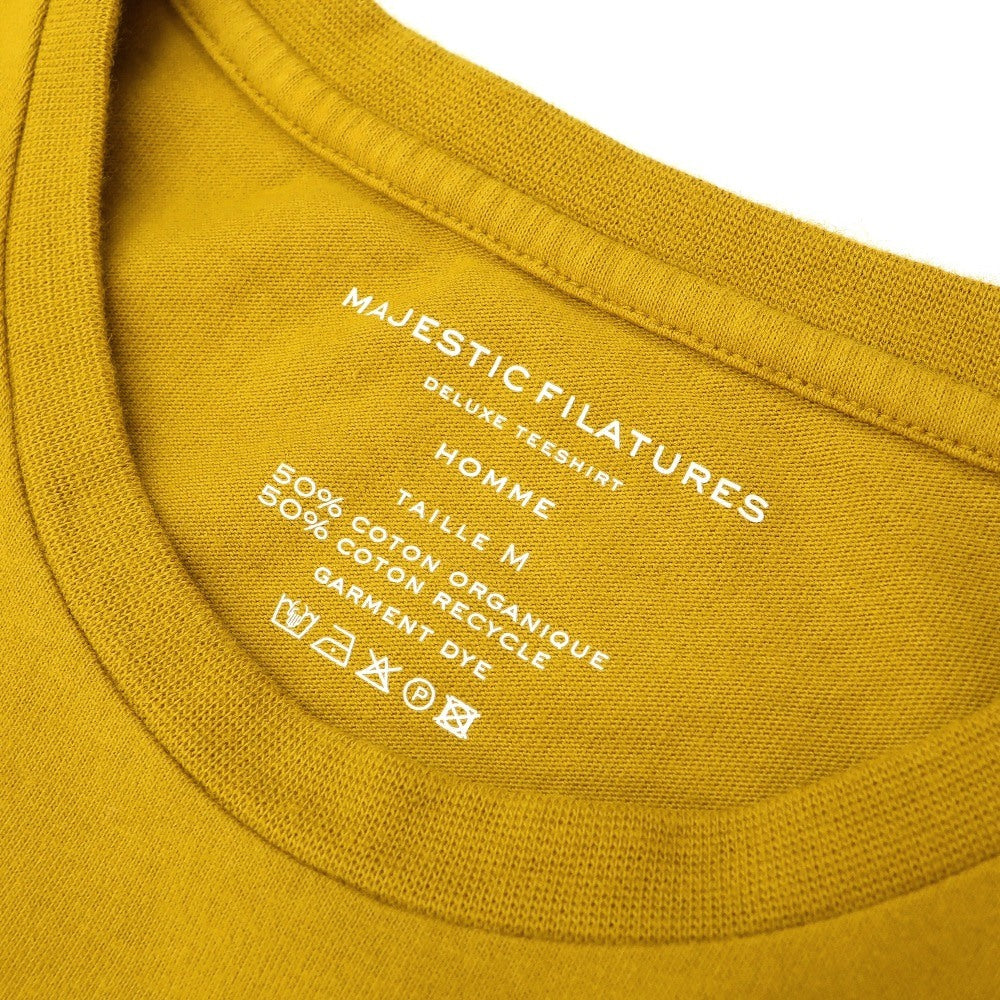 【新品】マジェスティック フィラチュール オム MAJESTIC FILATURES HOMME ガーメントダイ コットン クルーネック 半袖Tシャツ マスタード【サイズM】【 状態ランクN 】【 メンズ 】