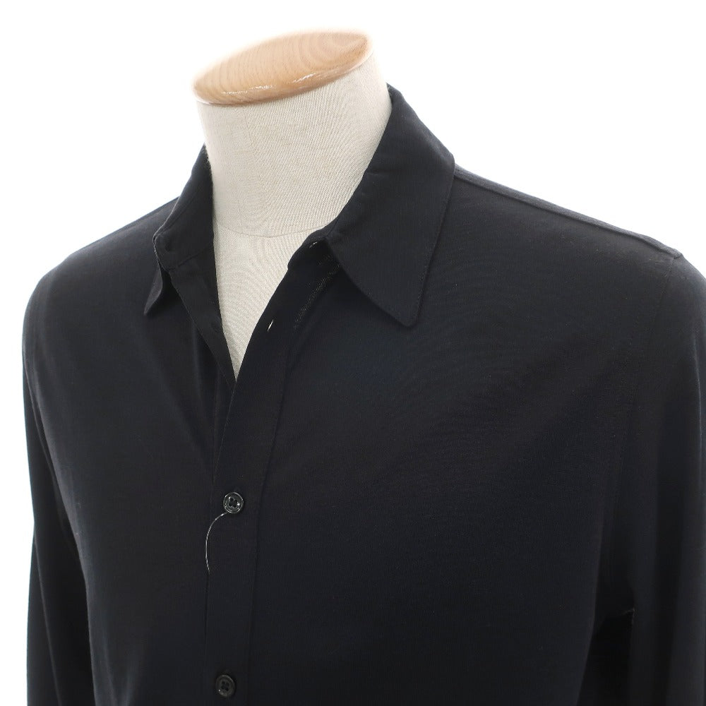 【新品】マジェスティック フィラチュール オム MAJESTIC FILATURES HOMME リヨセルオーガニックコットン ジャージー レギュラーカラー カジュアルシャツ ブラック【サイズS】【 状態ランクN 】【 メンズ 】