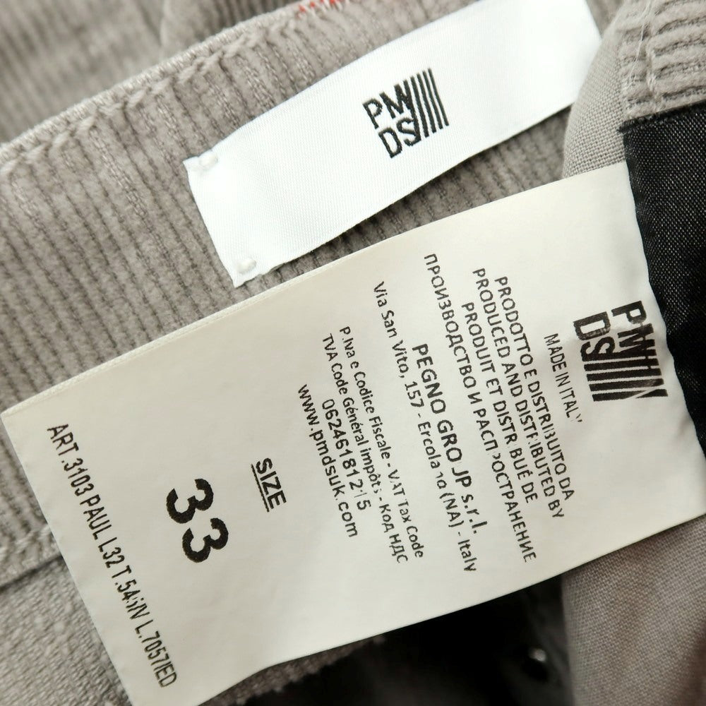 【SALE10%OFF/返品不可】【新品】ピーエムディーエス PMDS 42-148PM PAUL ストレッチ コットン コーデュロイパンツ グレー【 サイズ33 】【 状態ランクN 】【 メンズ 】