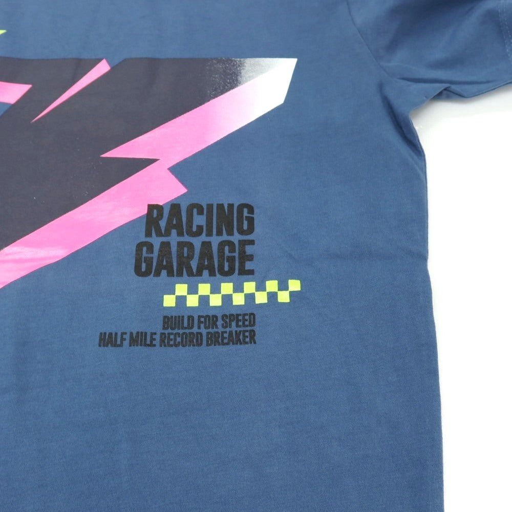 【新品アウトレット】リプレイ REPLAY コットン RACING GARAGE プリント クルーネック 半袖Tシャツ ダルブルー【サイズS】【 状態ランクN- 】【 メンズ 】